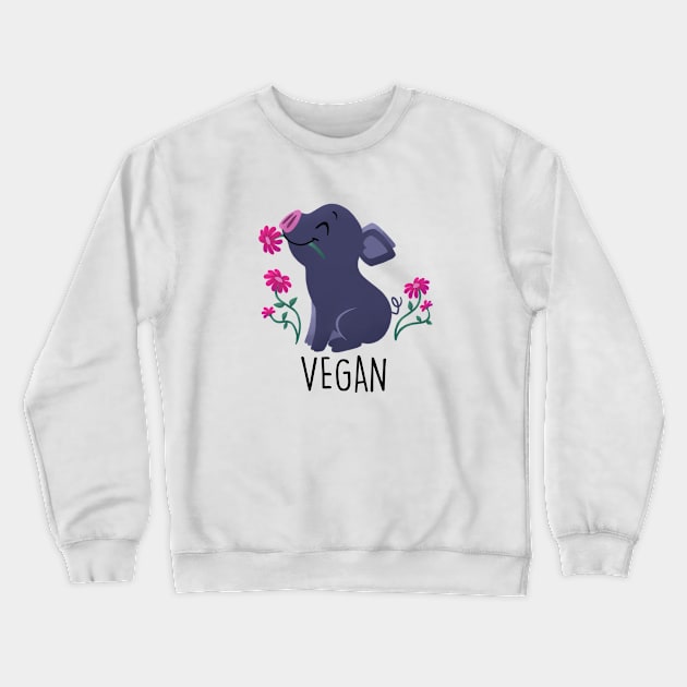 Peaceful Vegan Pig - Light Crewneck Sweatshirt by cutevegan